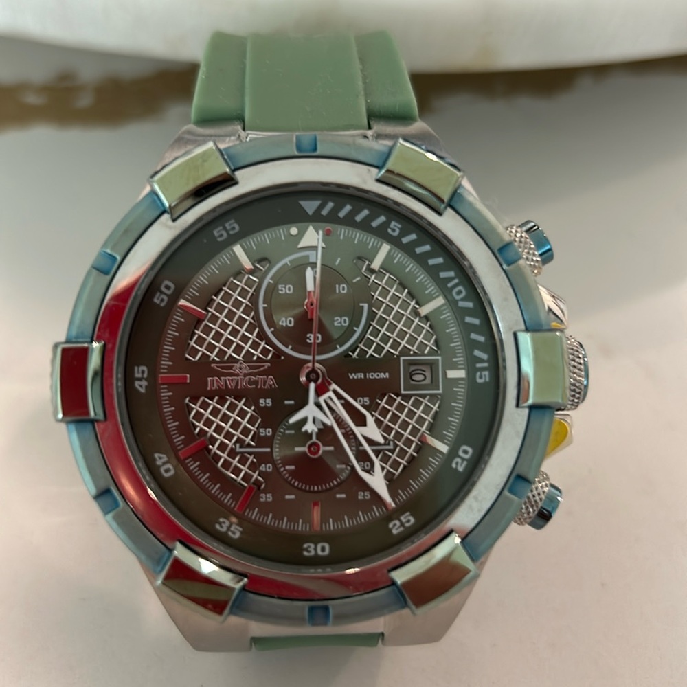 Invicta Men's 51mm AVIATOR Flight Chrono Twisted Metal OLIVE GREEN DIAL SS Watch